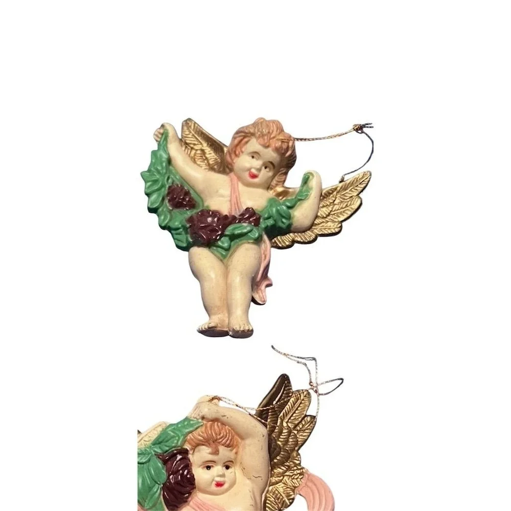 Fontanini Vintage Cherub Angel Christmas‎ Ornaments Set of 4 Multicolor decor
